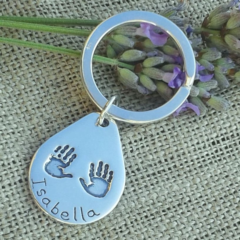 Sterling Silver Handprint Keyring