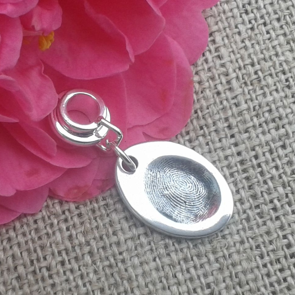 Silver fingerprint charm oval suitable for Pandora bracelet