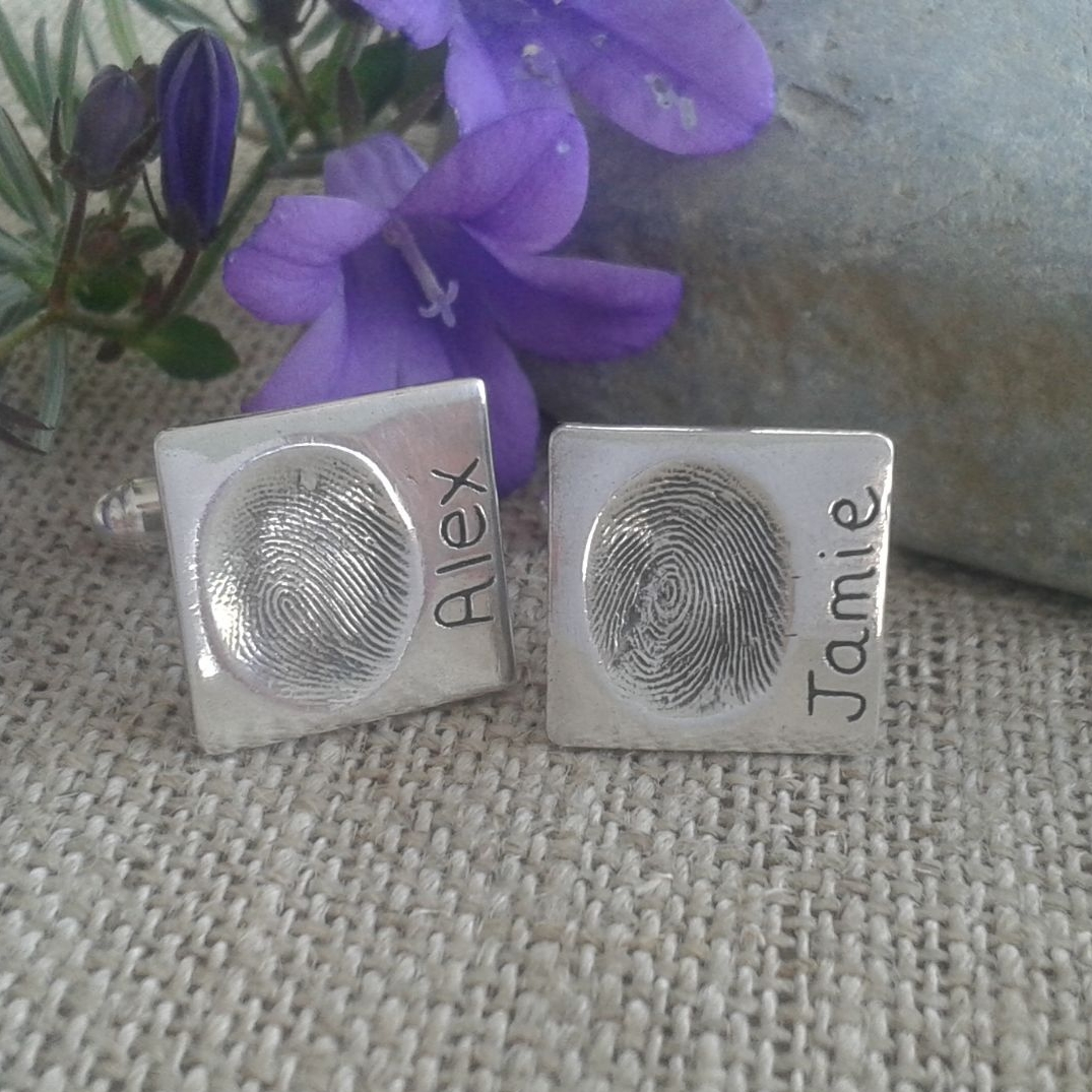 Fingerprint Cufflinks Square