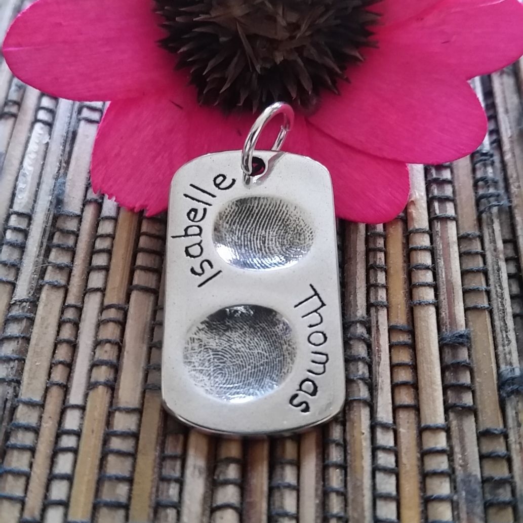 Large Two Fingerprint Dog Tag