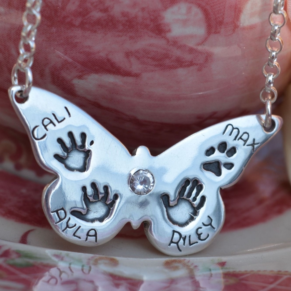 Butterfly handprint necklace