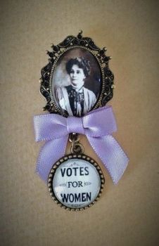 Emmeline Pankhurst / Votes for Women Fob Brooch