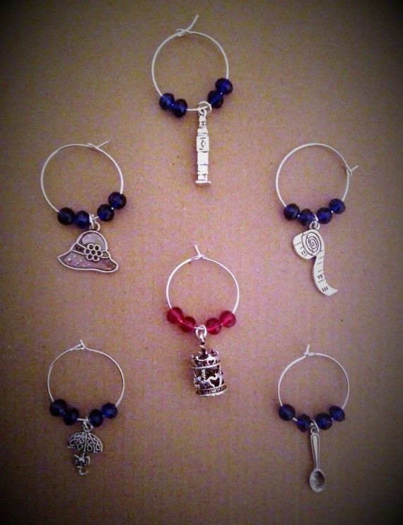 Mary Poppins style Wine glass Charms