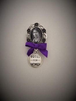 Sylvia Pankhurst / Votes for Women Silvertone Fob Brooch
