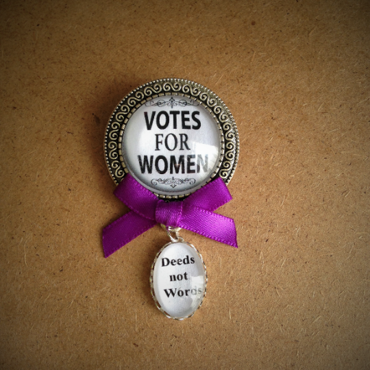 Votes for Women / Deeds Not Words Fob Brooch
