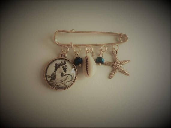 Mermaid Starfish Goldplated Brooch / Bag Pin