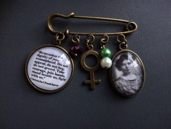 Christabel Pankhurst "Dignity of Womanhood" Pin Brooch 