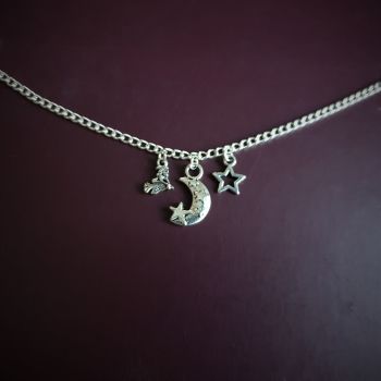 HALLOWEEN !!!  Witch Moon & Star Necklace 