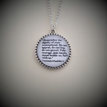 Christabel Pankhurst "Dignity of Womanhood" Quote Necklace