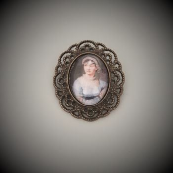 Jane Austen Brooch in Bronze