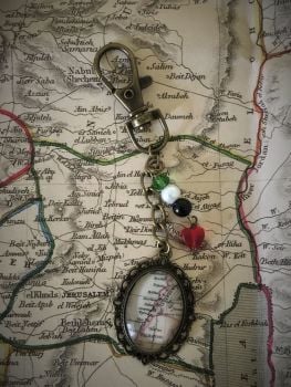 Vintage Palestine map Keyring / Keychain - Donation to MAP