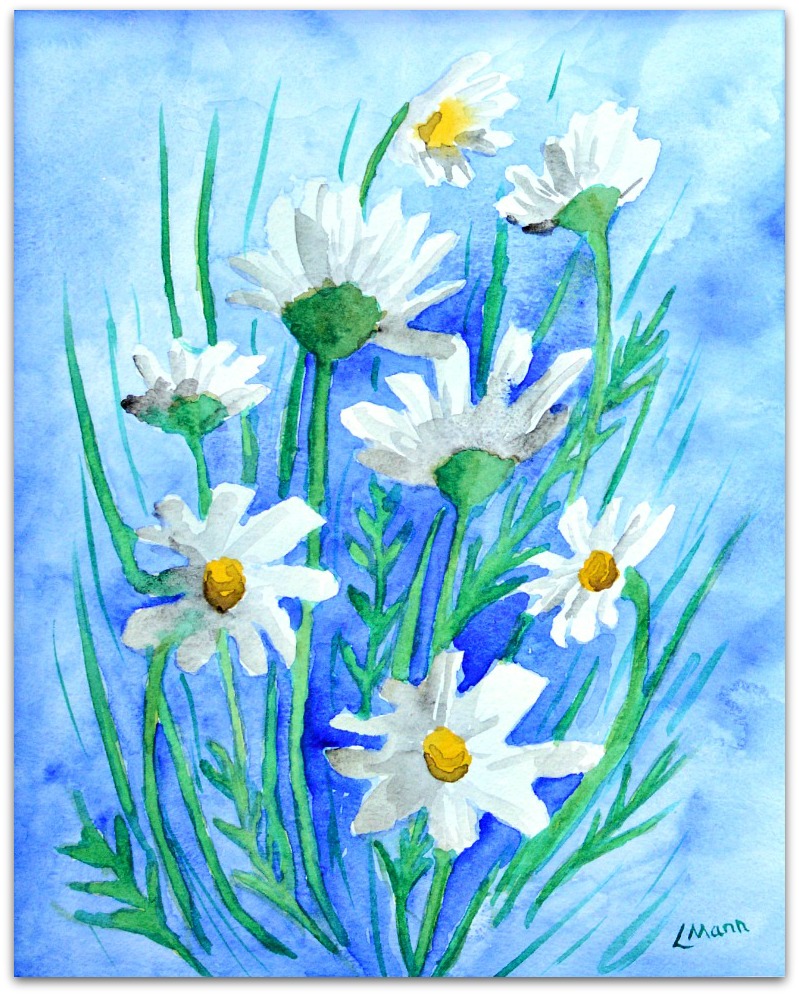 Daisies and a Blue Sky - Watercolour Original by Lisa Mann