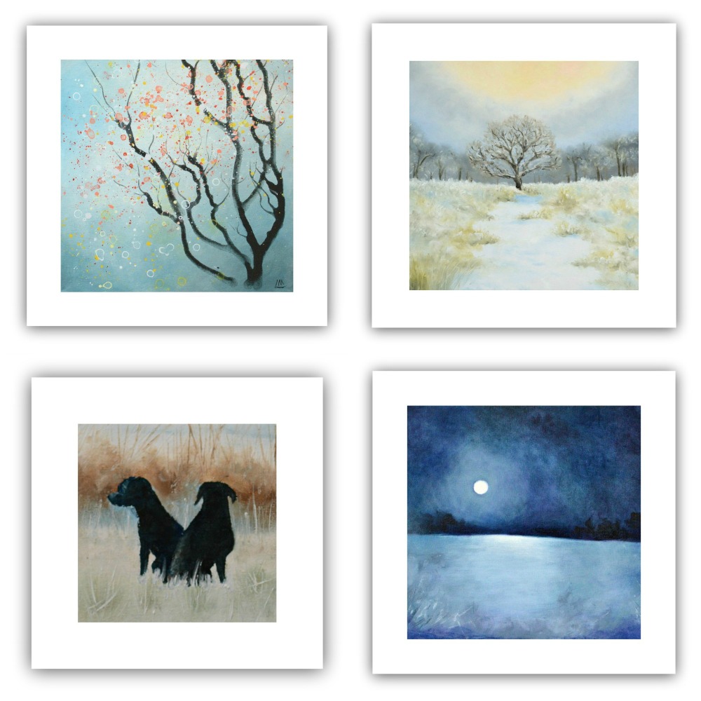 Set of 8 Square Cards - Snow and Sparkle Theme