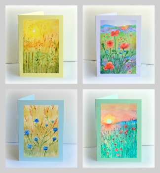 Set of 4 Watercolour Meadows Cards