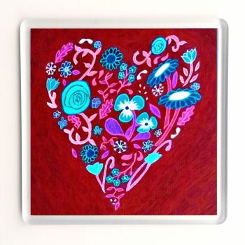Red Heart of Flowers Coaster  