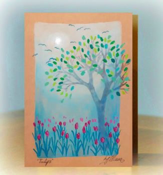Tulips Hand Painted Card to Order