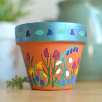 Painted to Order - Mini Flowerpot - Bluebells Design