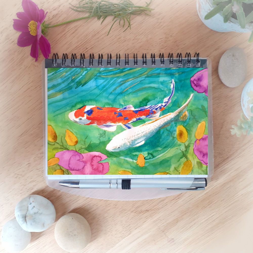 Two Koi Notebook and Silver Pen