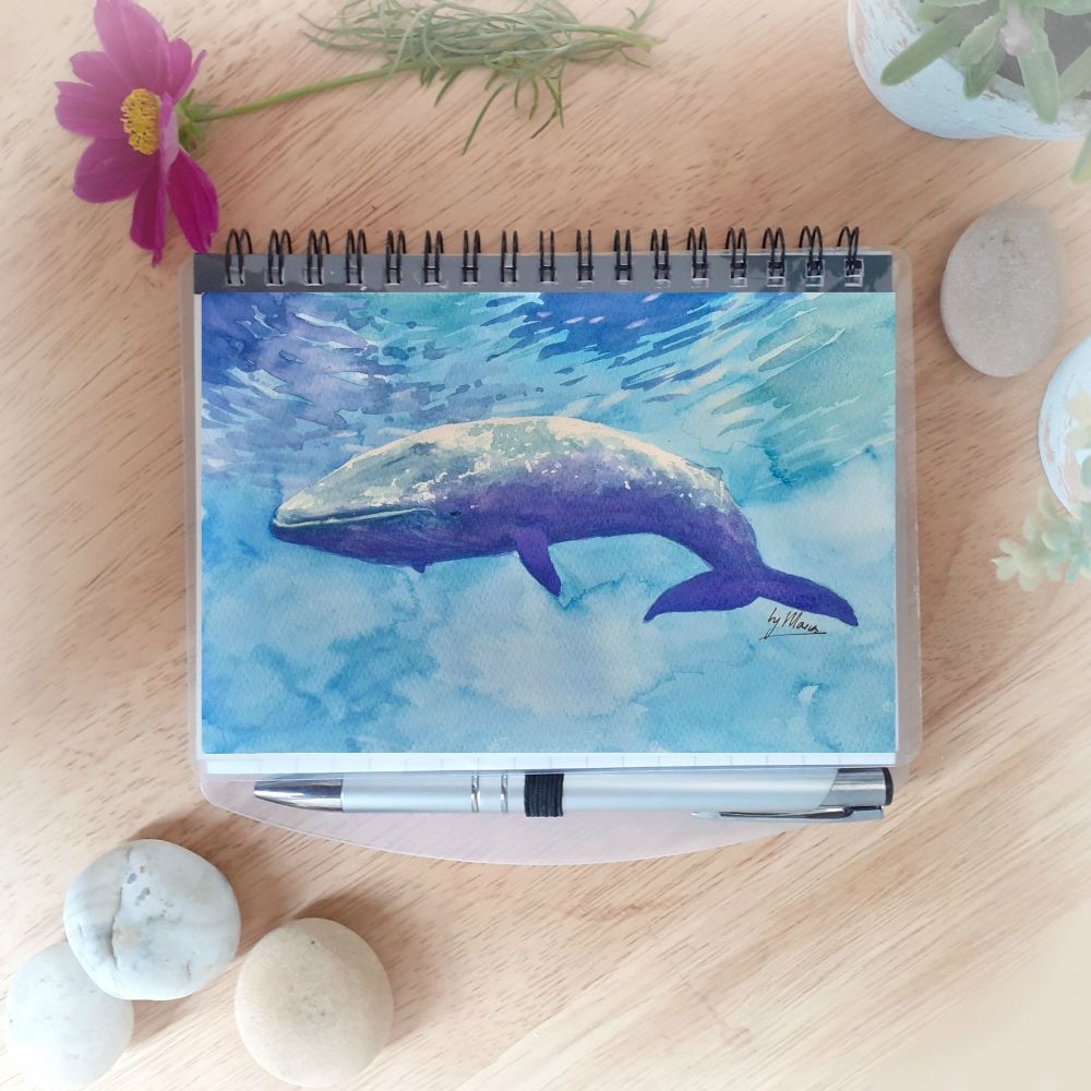 Blue Whale Notebook with Silver Pen