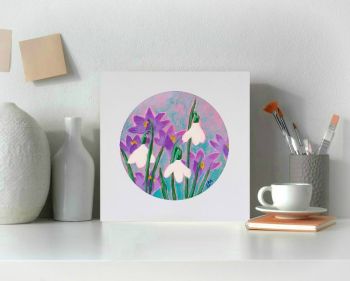 Snow Drops Hand Painted Card