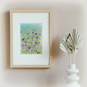 Love in the Mist and Bees Print