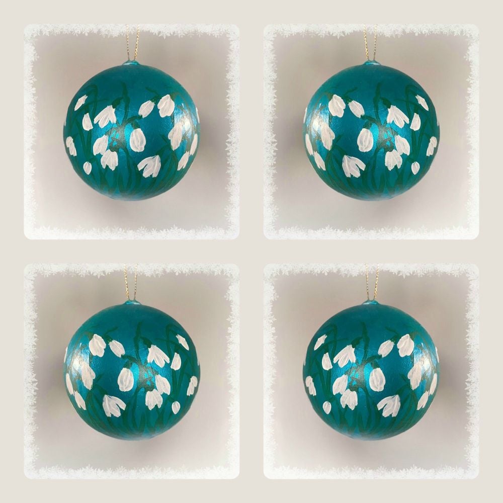 Hand painted Snowdrop Baubles -special offer - 4 for £20