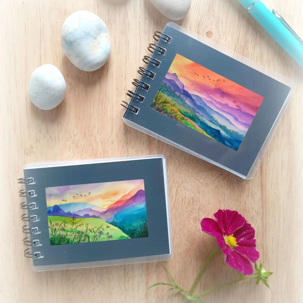 Two Mini Notebooks - colourful mountains