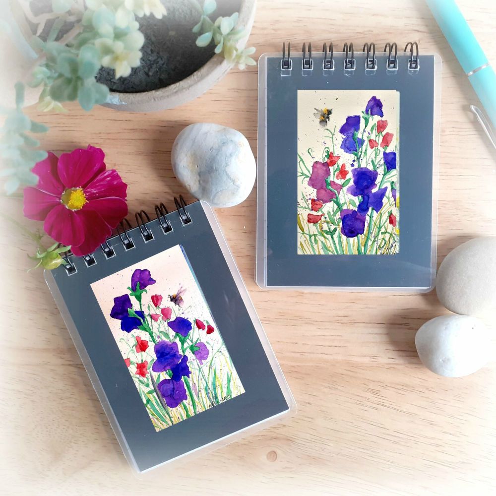 Two Mini Notebooks - Sweet Peas and Bees