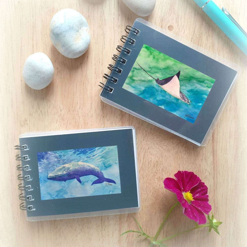 Two Mini Notebooks - Blue Whale and Manta Ray