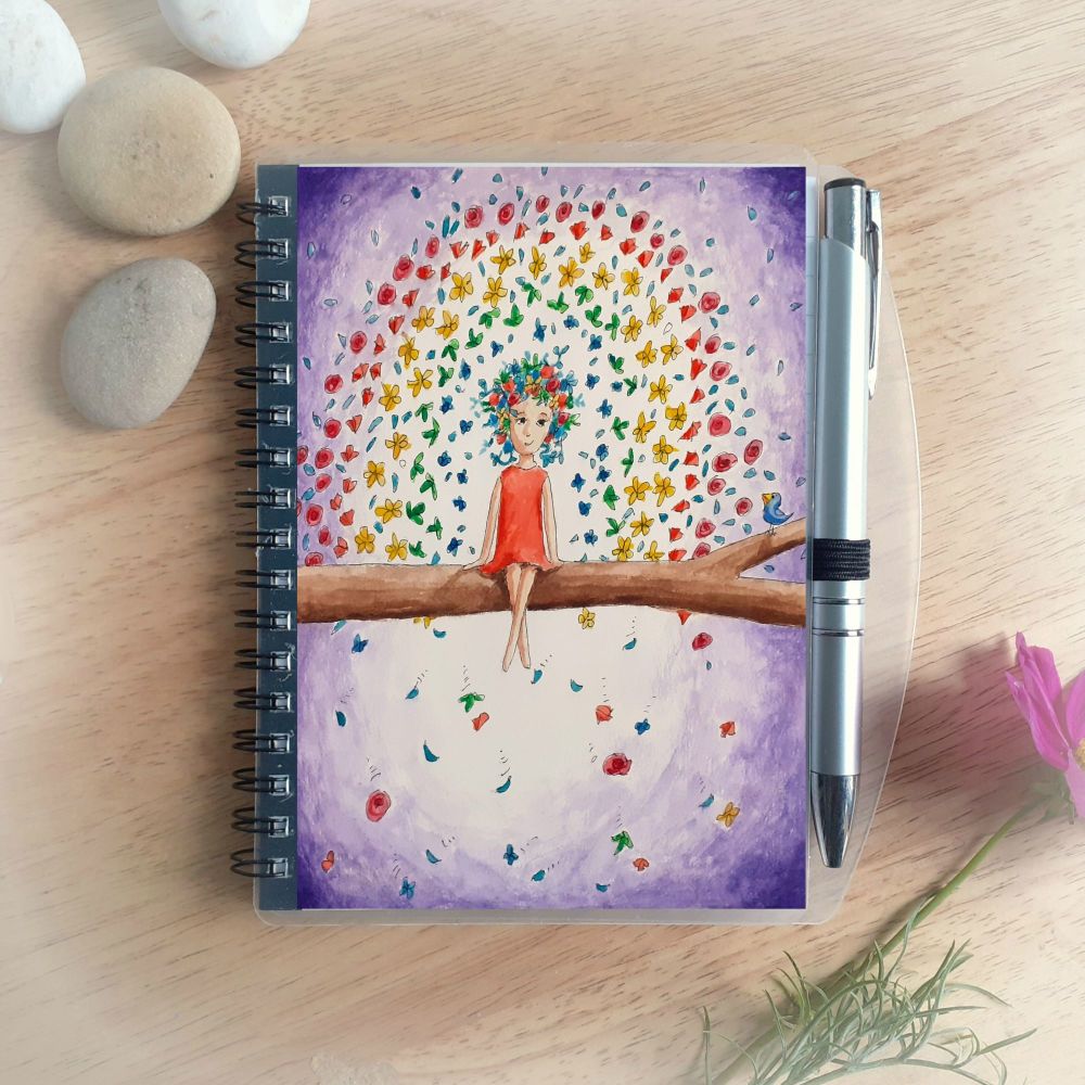 Flower Rainbow Notebook and Silver Pen