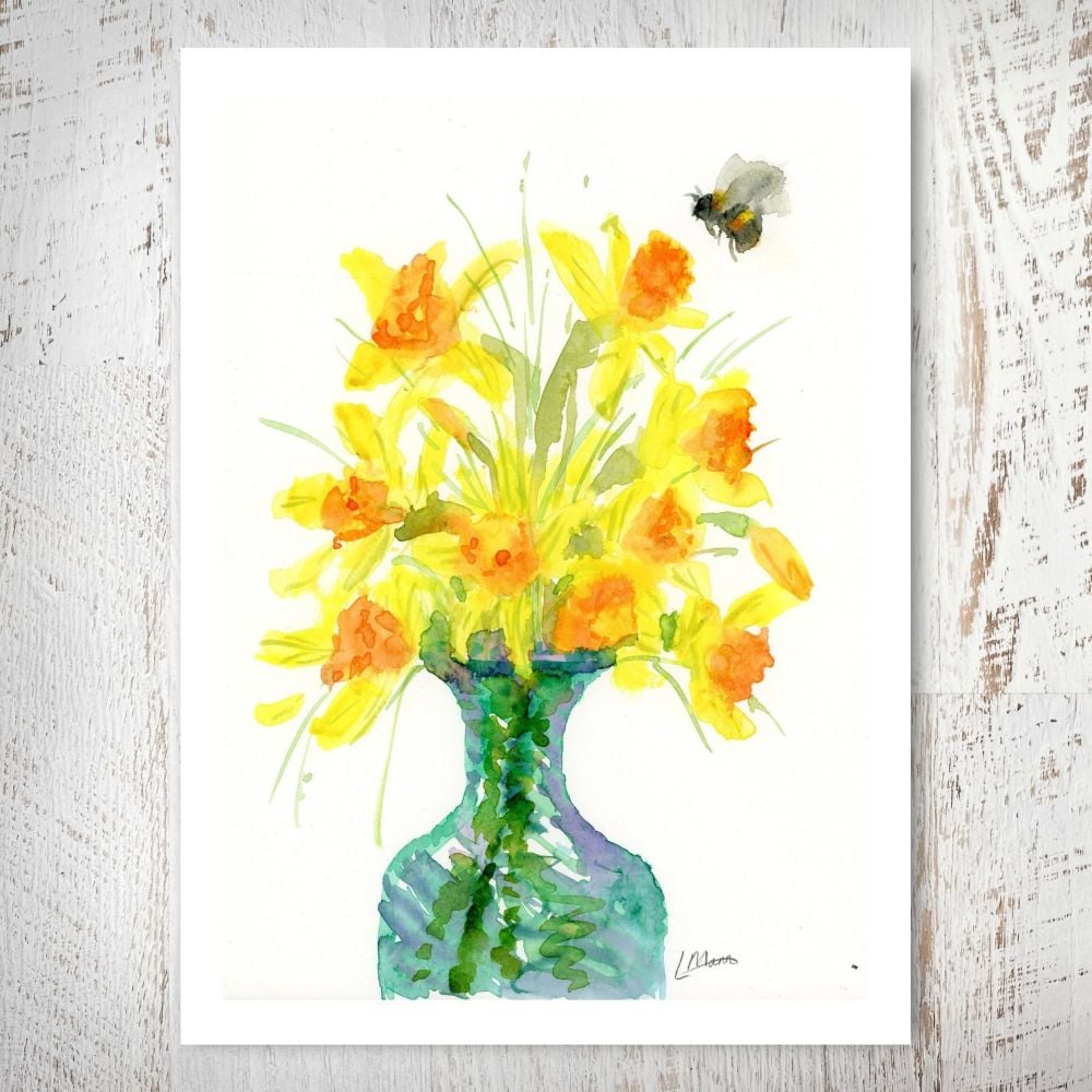 Daffodils in a glass vase