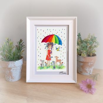Rainbow Rain Framed Gift Print