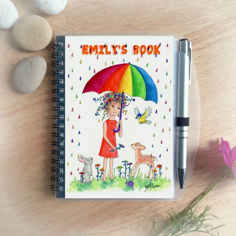 Rainbow Rain Notebook - Personalised