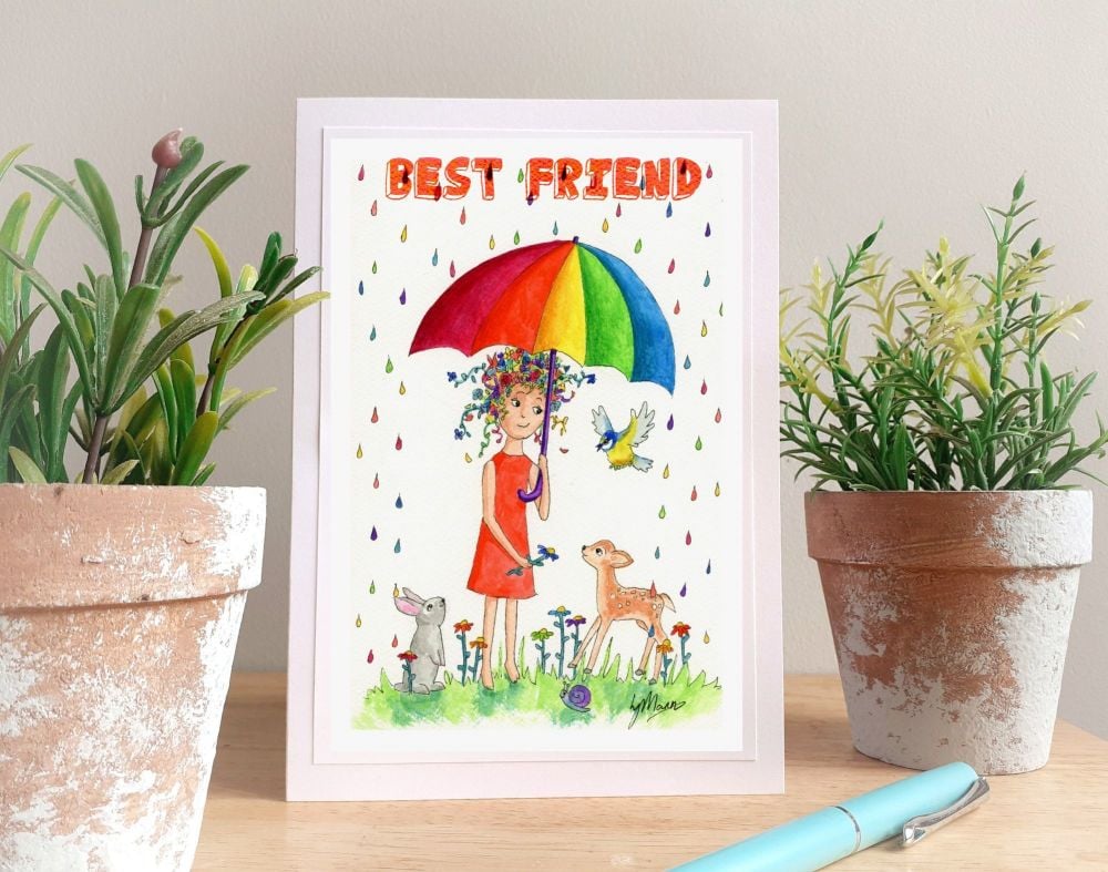 Rainbow Rain Personalised Card