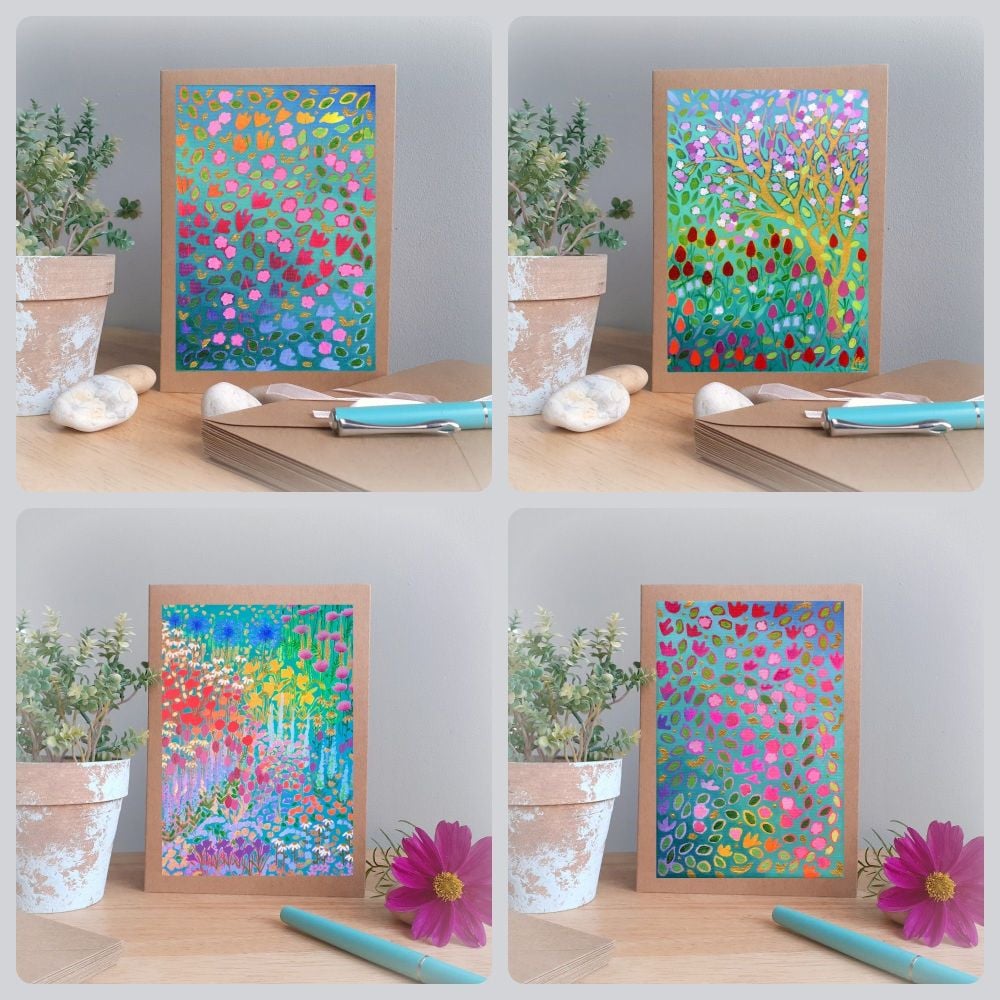 Special Offer - Four Abstract Floral Cards for £8