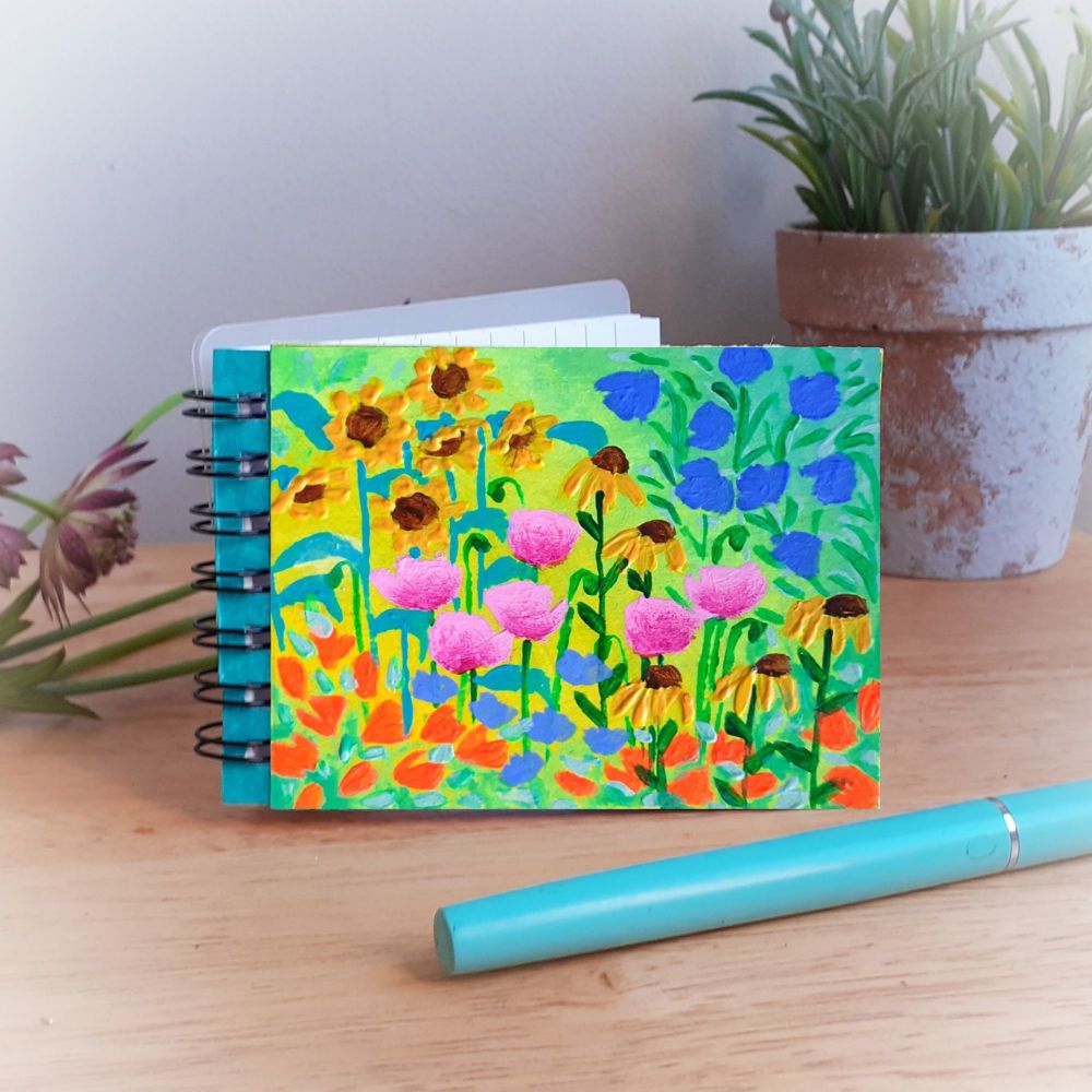 Hand Painted Pocket Notebook with sunflowers
