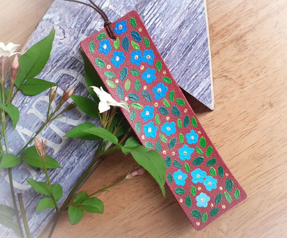 Hand Painted Floral Bookmark in Red