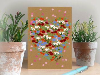 Heart of Wild Flowers Card