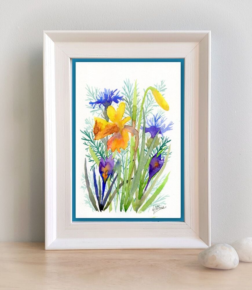 Mounted Poppy Garden Watercolour