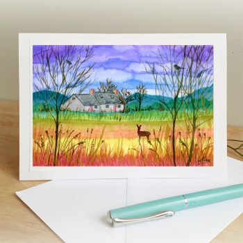 cottage and deer card