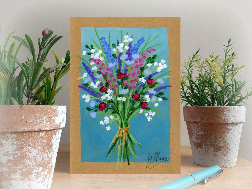 hand painted posy card