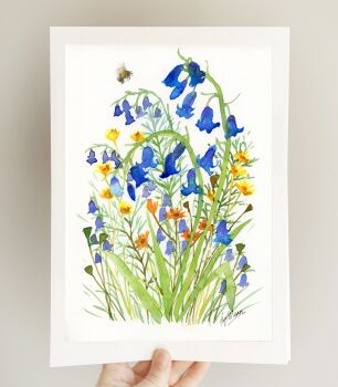 Bluebells and Bee Print