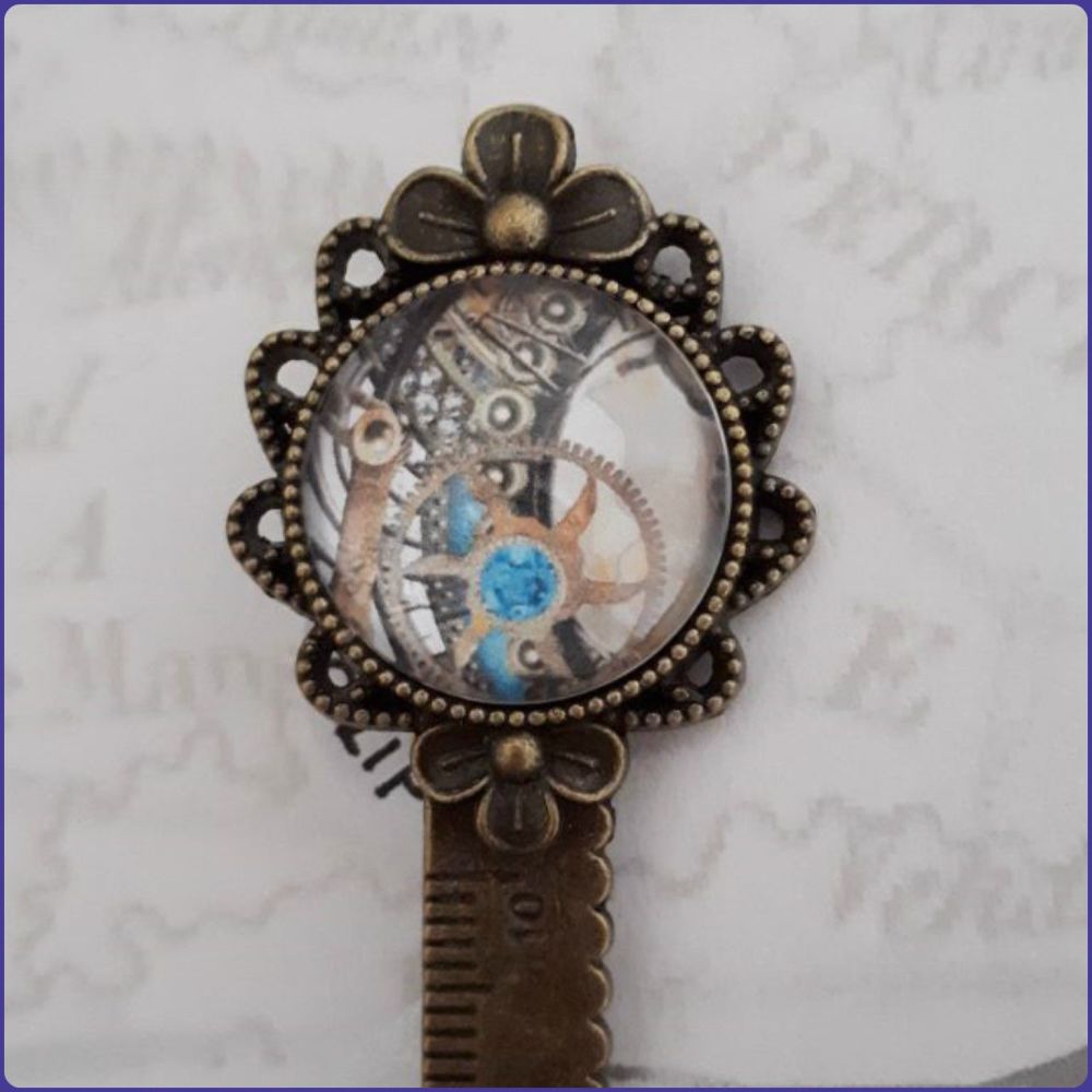 Measuring Tape Steampunk Inspired Bookmark Brooch Journal Page Saver