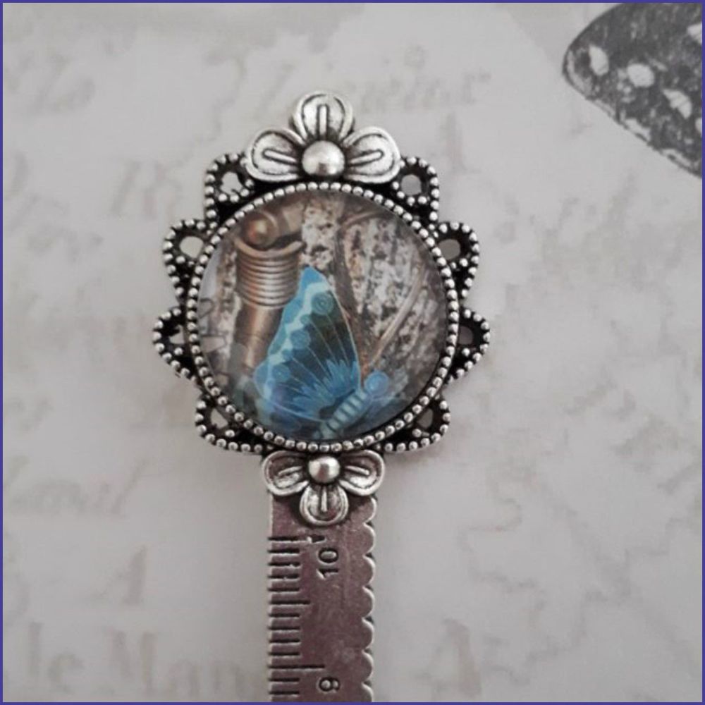 Steampunk Inspired Measuring Tape Ruler Bookmark Brooch Journal Page Saver