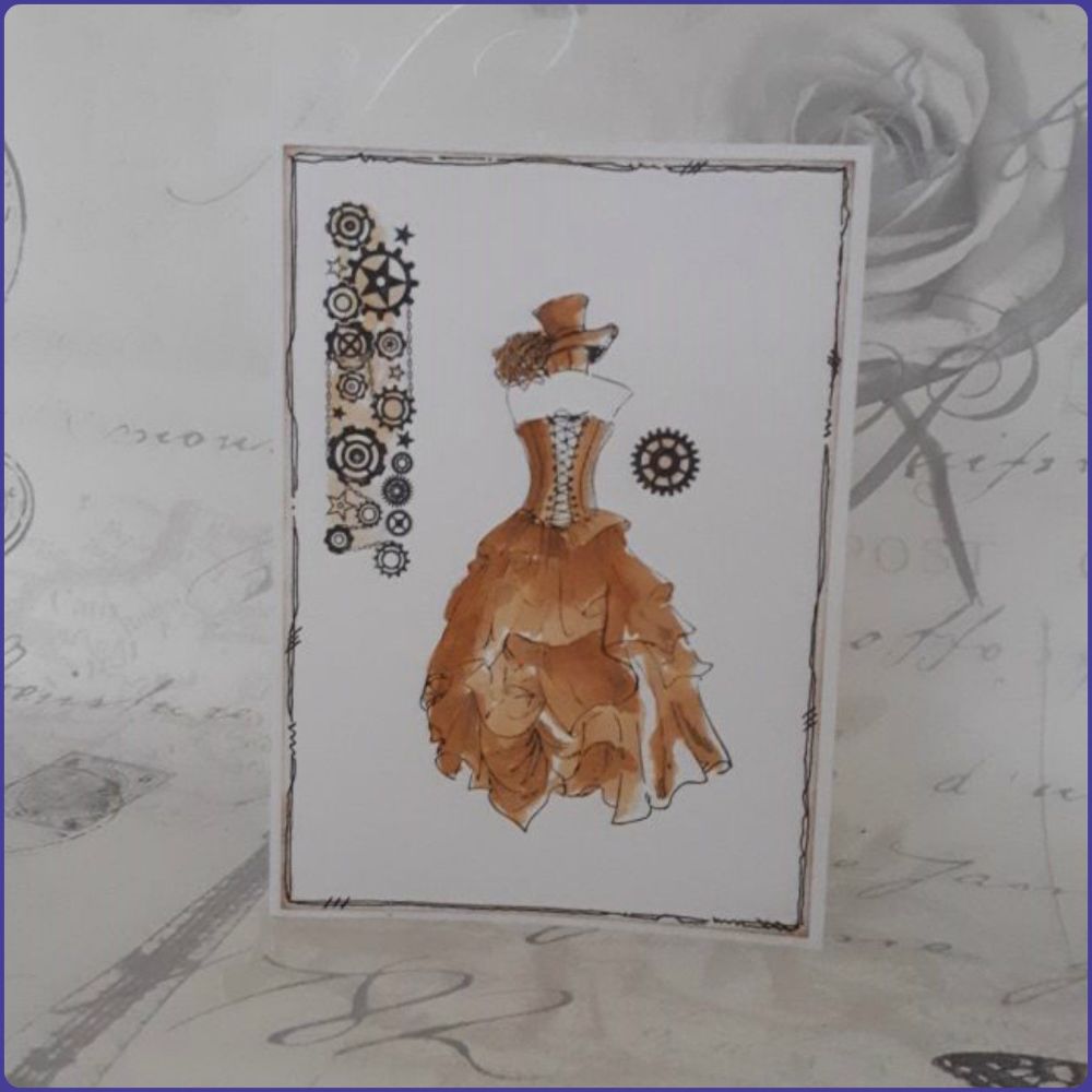 Victoriana Steampunk Inspired Birthday Greetings Card Notecard Watercolour