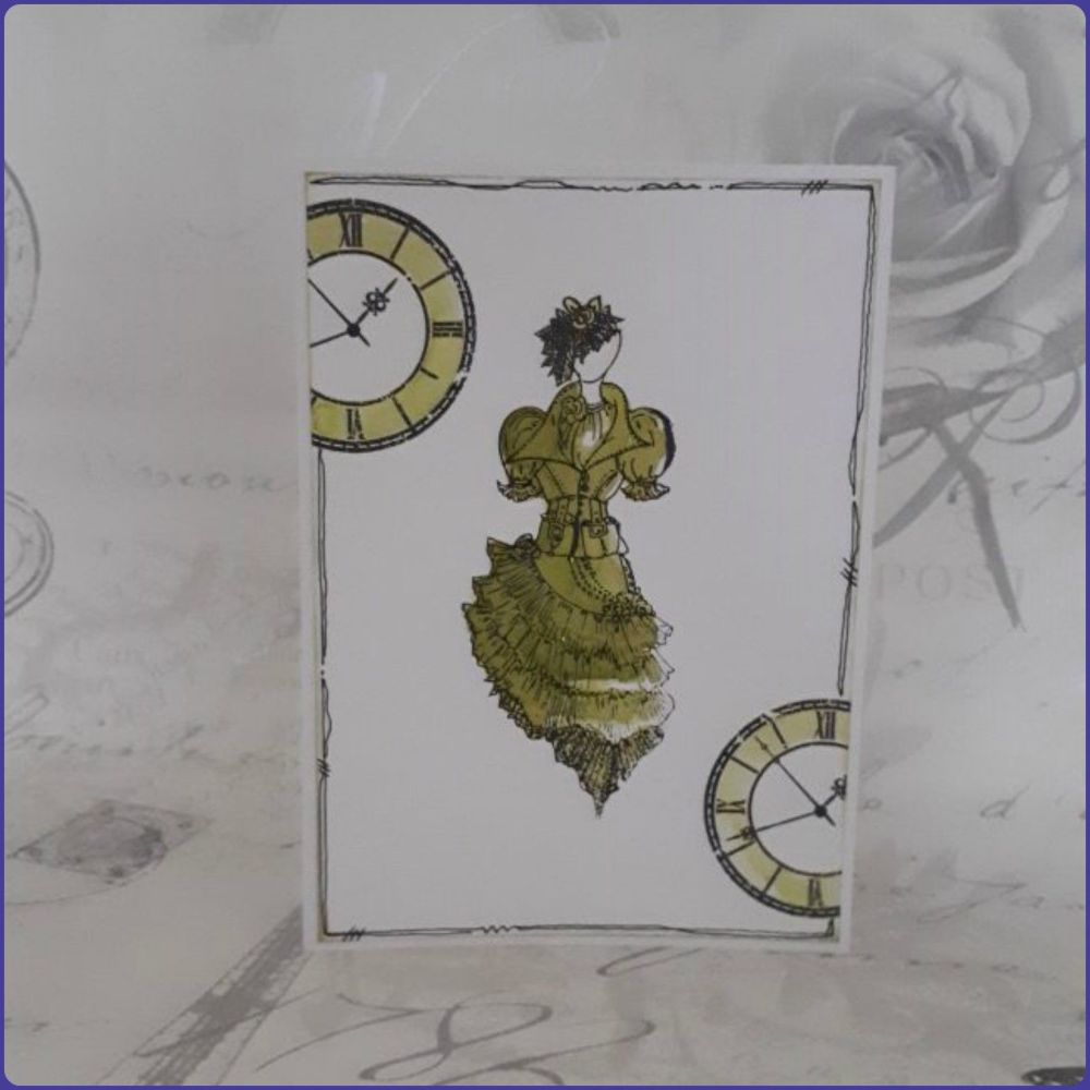 Victoriana Steampunk Inspired Birthday Greetings Card Notecard Watercolour