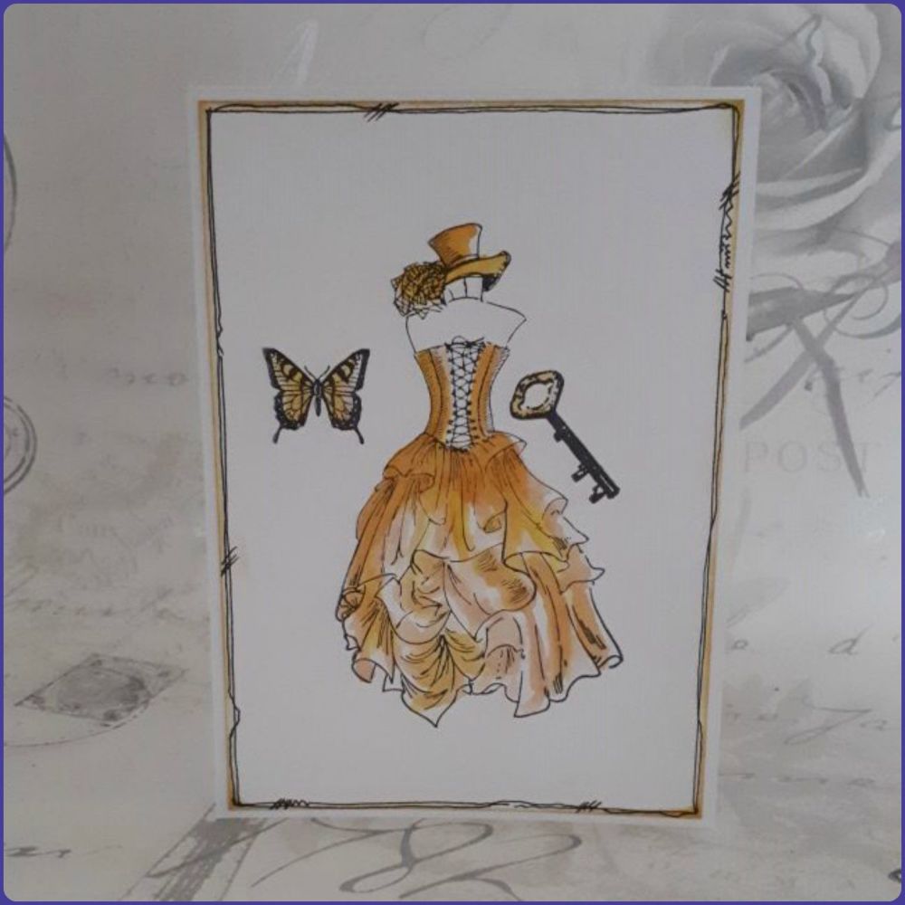 Victoriana Steampunk Inspired Birthday Greetings Card Notecard Watercolour