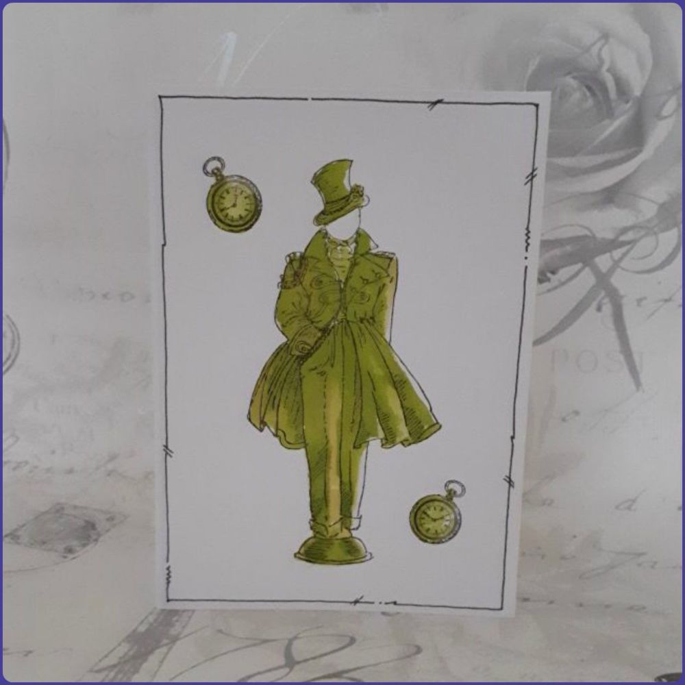 Victoriana Steampunk Inspired Birthday Greetings Card Notecard Watercolour