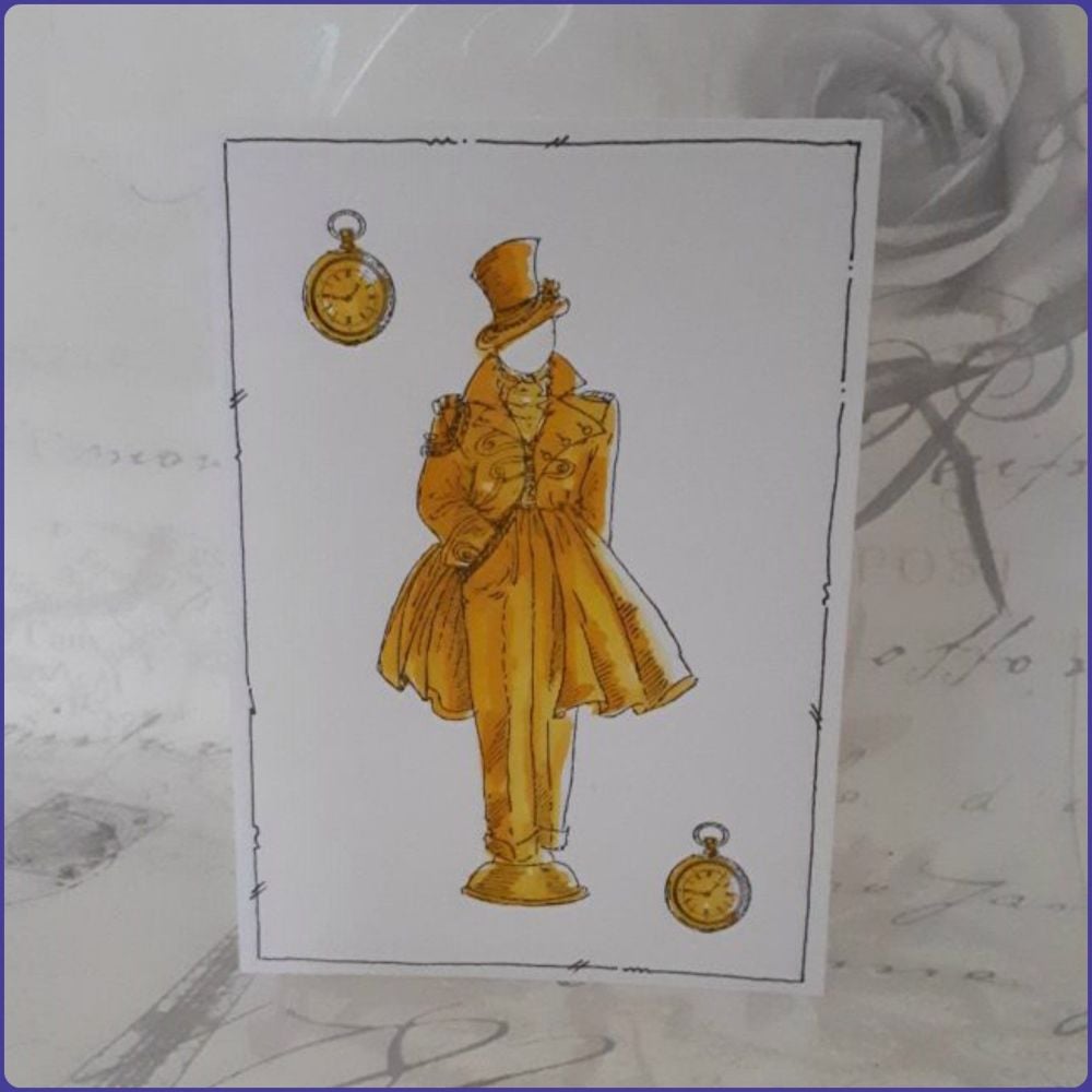 Victoriana Steampunk Inspired Birthday Greetings Card Notecard Watercolour
