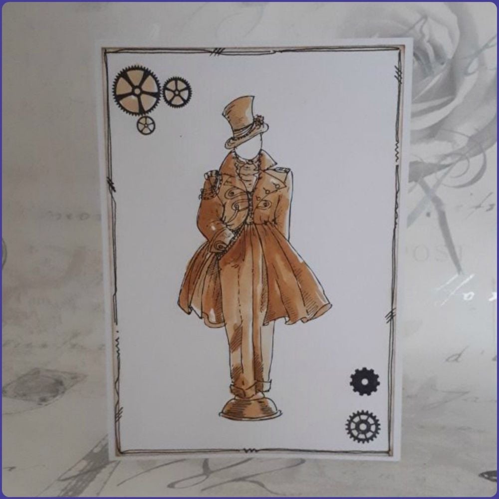 Victoriana Steampunk Inspired Birthday Greetings Card Notecard Watercolour